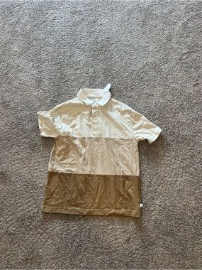 Gap Kids Colorblock Polo Shirt in White and Tan XL 12